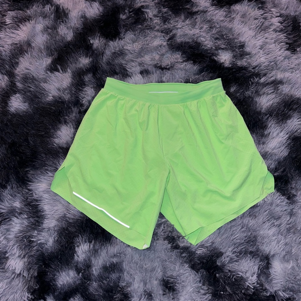 Men's Neon Green Lululemon Athletic Running Shorts